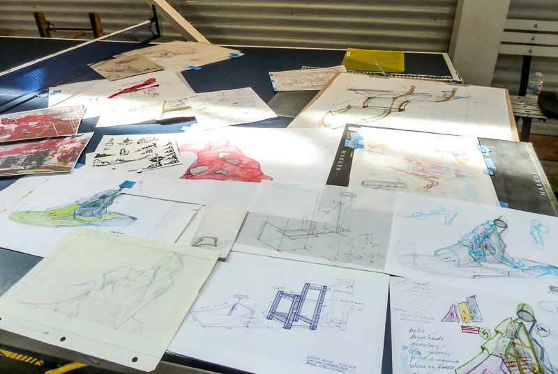 Form development, concept sketches and build planning drawings.