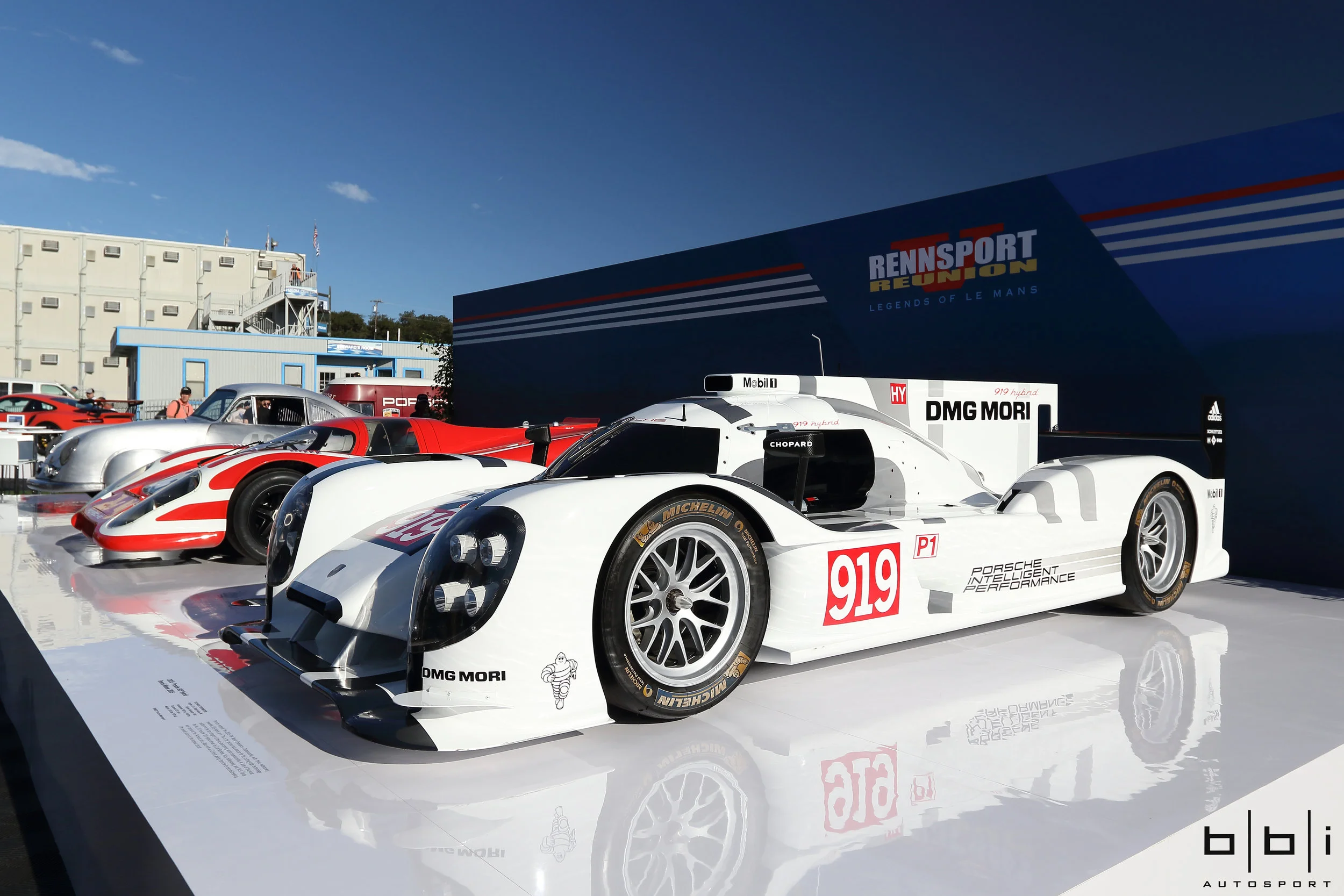 Hosted by Porsche Cars North America, Rennsport Reunion V is the world's premier official Porsche gathering featuring many legendary Porsche vintage and current racecars. Held on the weekend of Sept. 25-27, 2015 with approximately 40,000 spectators, the three-day program of on-track competition will be complemented by a Concours d’Elegance, featuring wide variety of Porsche’s most historic racing models from the nimble mid-engine 550 Spyder of the mid-'50s, through the mighty 917 and 956/962 of the '70s and '80s, to the highly successful 911 GT3 RSR and RS Spyder of the last decade. Held about every three years, the first three reunions were on the East Coast, with the inaugural event held at Lime Rock Park in 2001, and then twice at Daytona International Speedway. Rennsport Reunion IV moved west in 2011, tapping into a vast array of West Coast car aficionados and Porsche enthusiasts. 