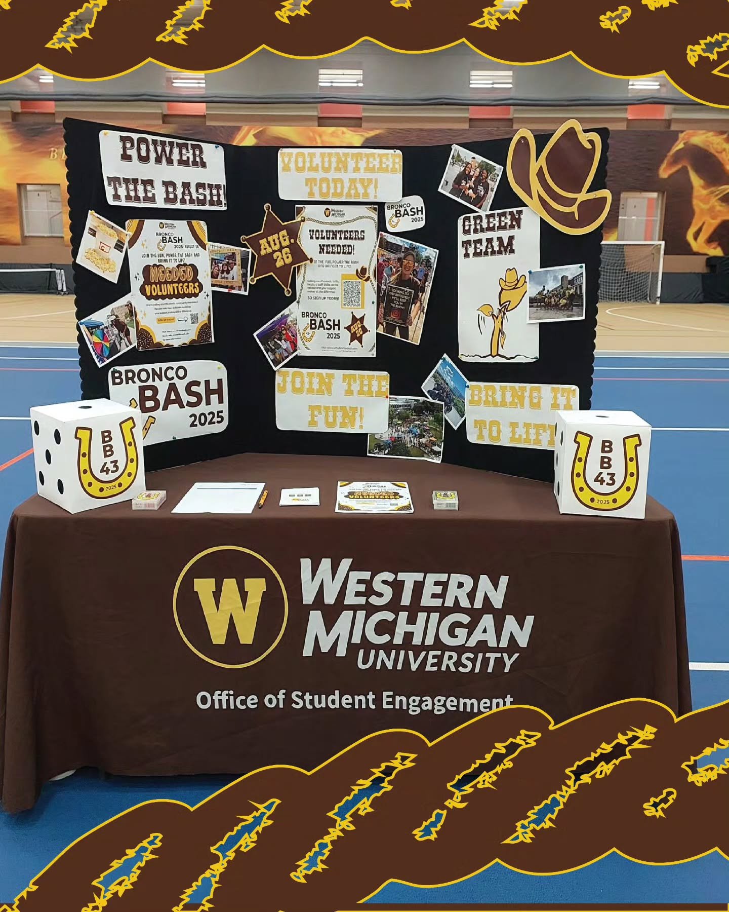 #broncobash is at #pokerwalk at #wmu hosted by @wmureccenter ! Come walk up chit chat and sign up for bronco bash to #volunteer We are here from 10am-1pm! DON'T MISS IT!
 (Psst if you sign up to volunteer you can get this cool card deck too but you d