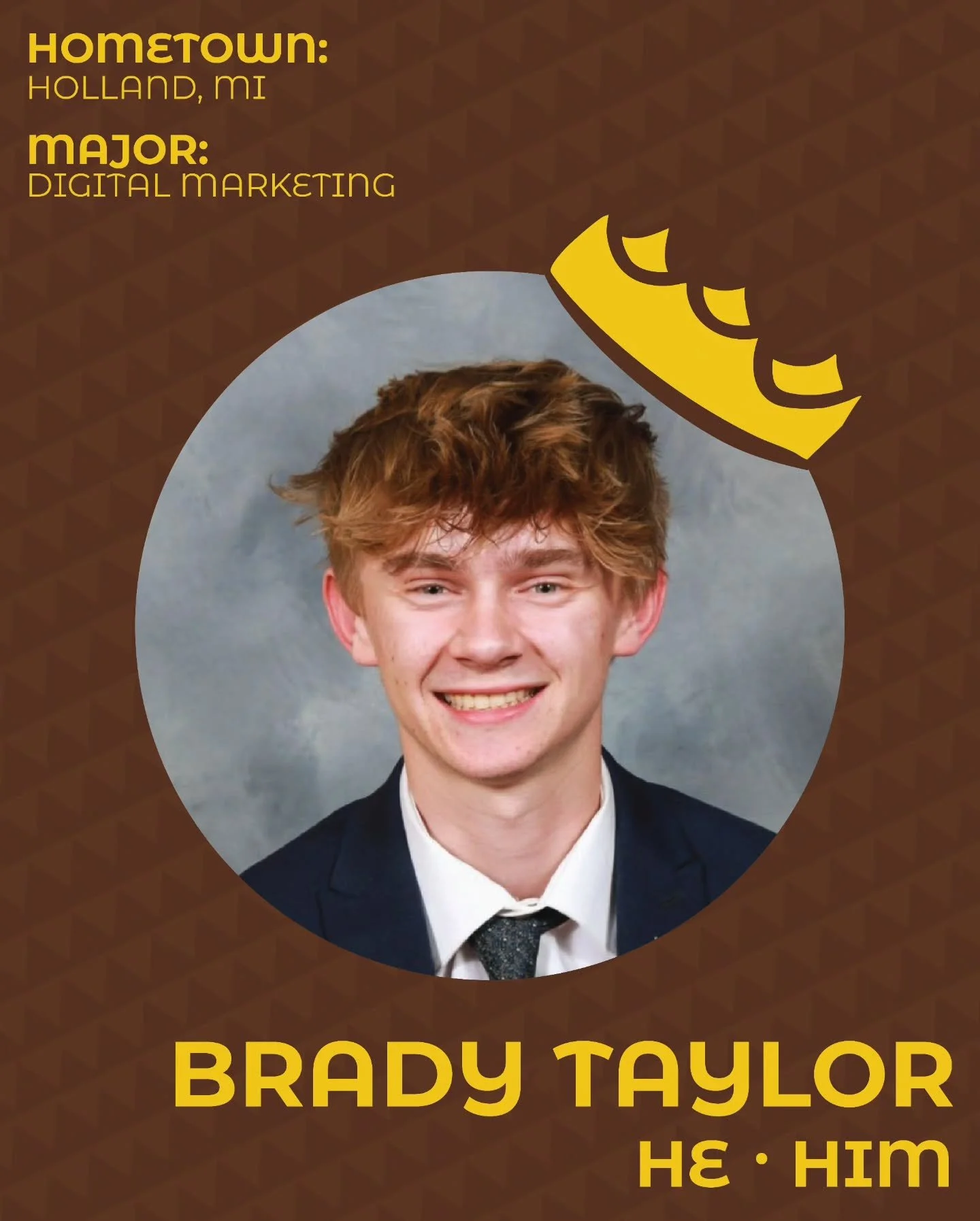 Be sure to check the link in bio our to vote! Here is another one of our candidates! Brady Taylor! Check em out !

👑👑👑Tags👑👑👑
#wmu #westernmichigan #western #wmustudentlife #wmuhomecoming #collegelife #gobroncos #bronconation #broncopride #camp