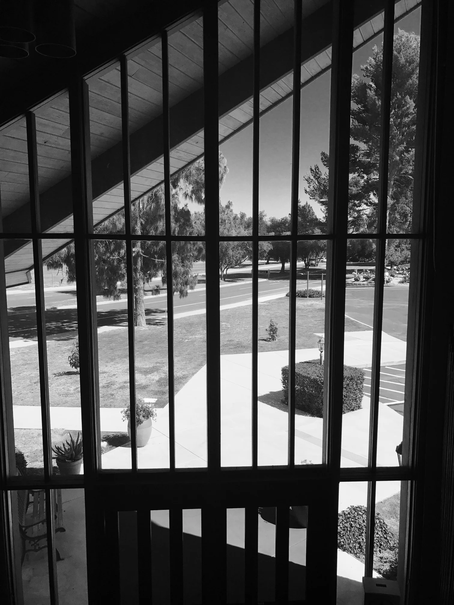 Looking out the entrance onto Erbes Road.