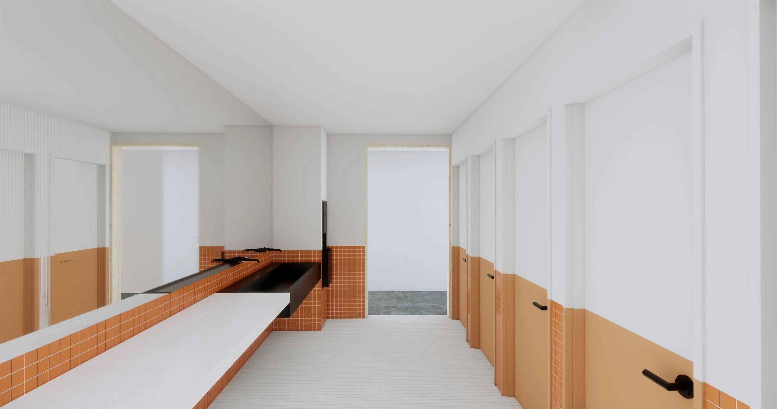 All-user restroom for an on-campus student housing project