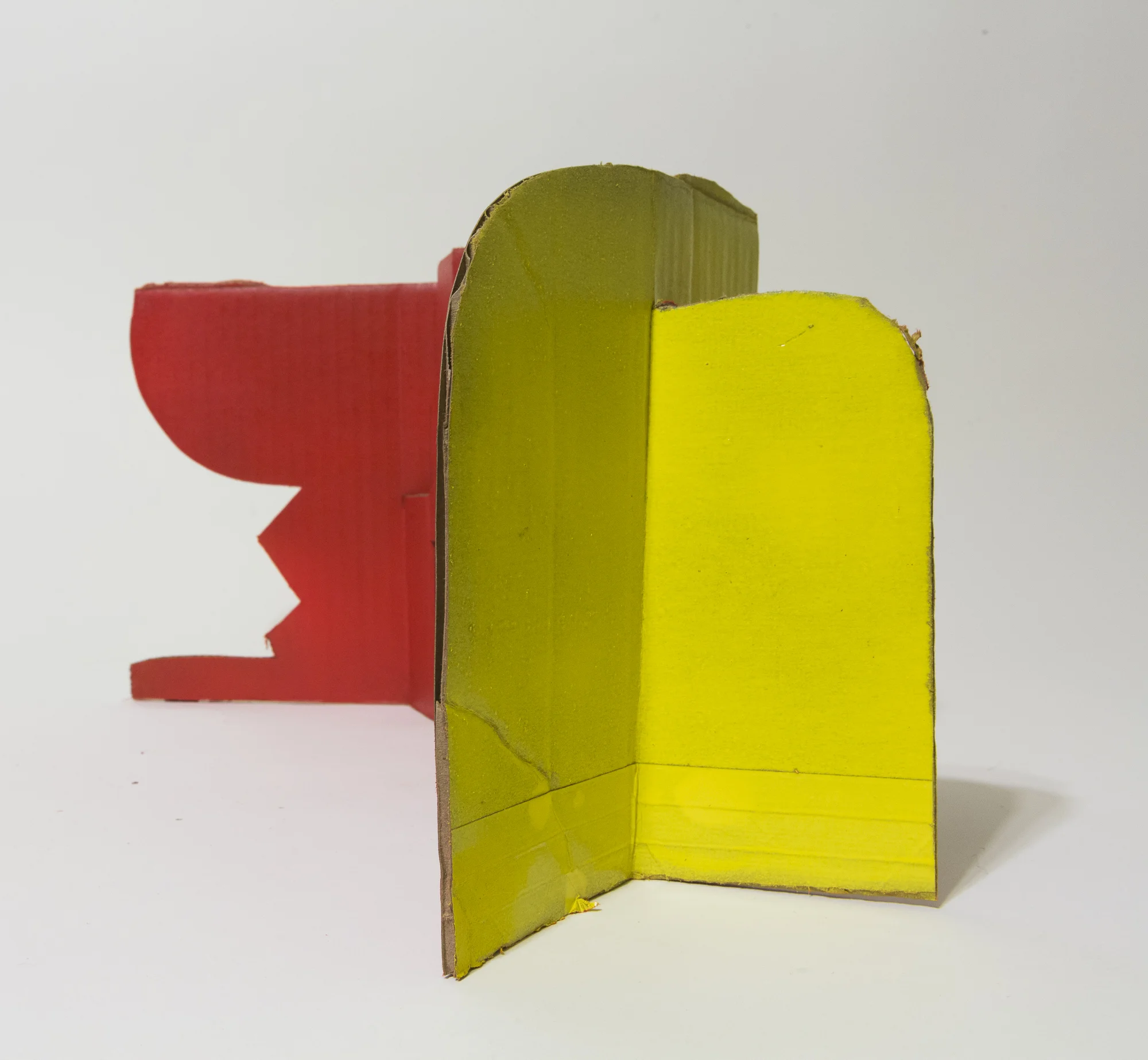 Cardboard Wall Study Approx 12” tall Shipping box tape and acrylic paint