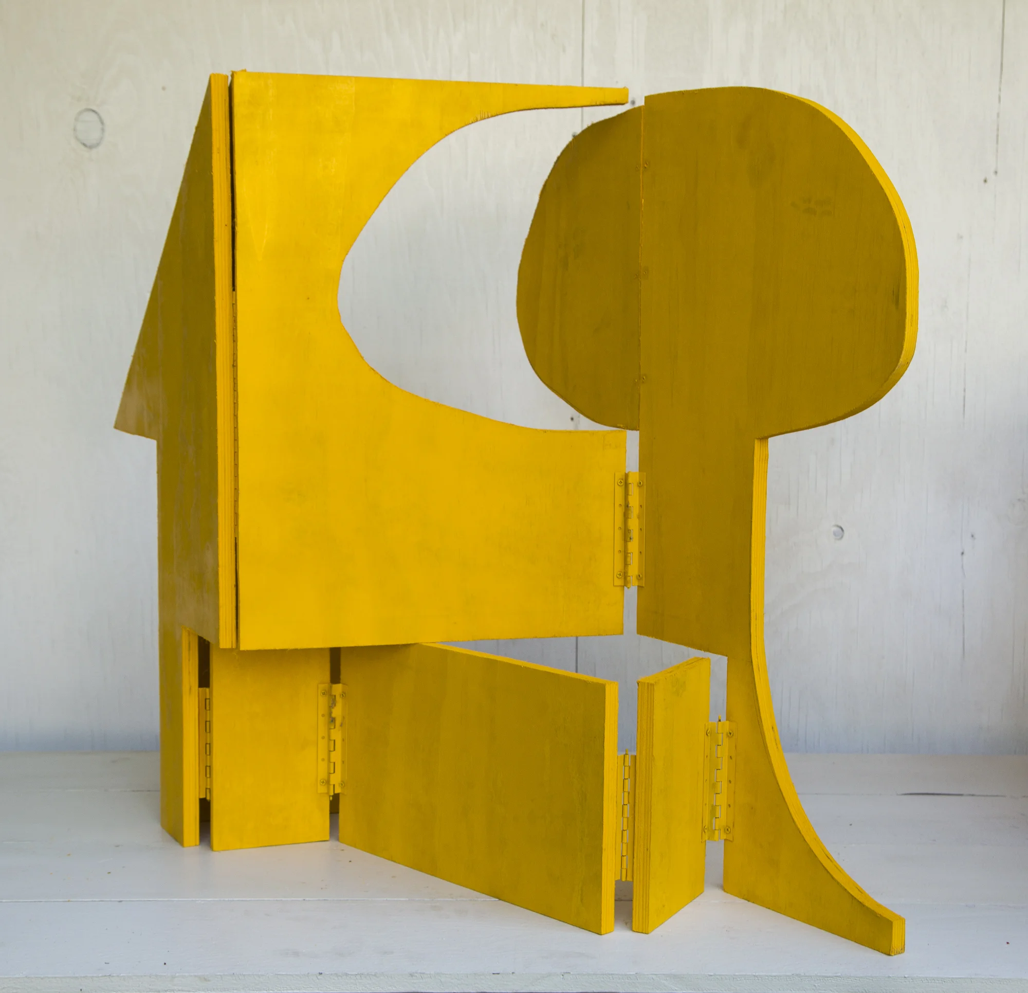 Plywood Wall Study Approx 30” tall Plywood, hinges and acrylic paint