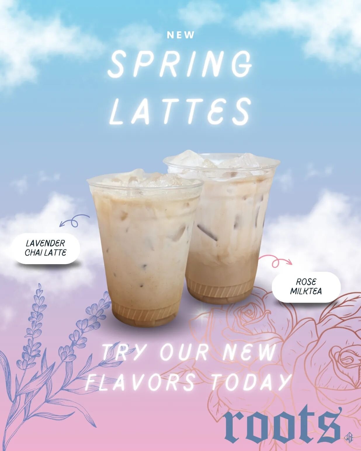 NEW Spring drinks! Lavender Chai Latte &amp; Rose Milk Tea. Come try our new flavors! 
#new #flavors #latte #chai #rose #lavender #cerritos