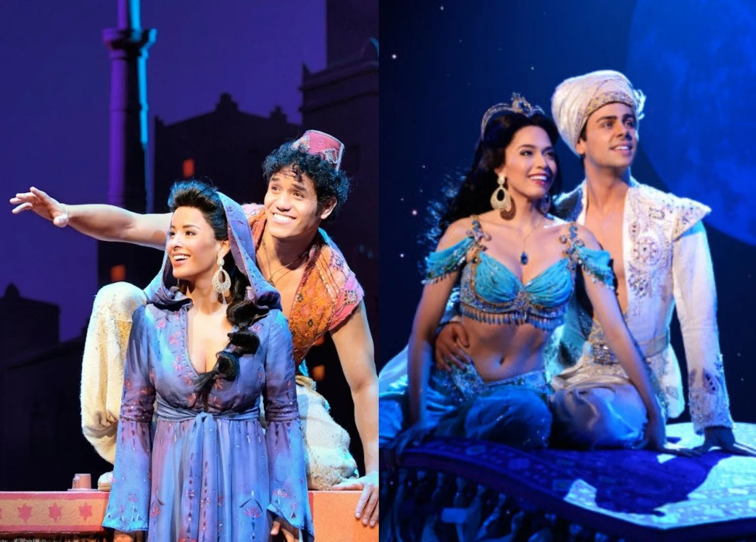 Courtney Reed and Arielle Jacobs with their respective leading men Adam Jacobs and Ainsley Melham