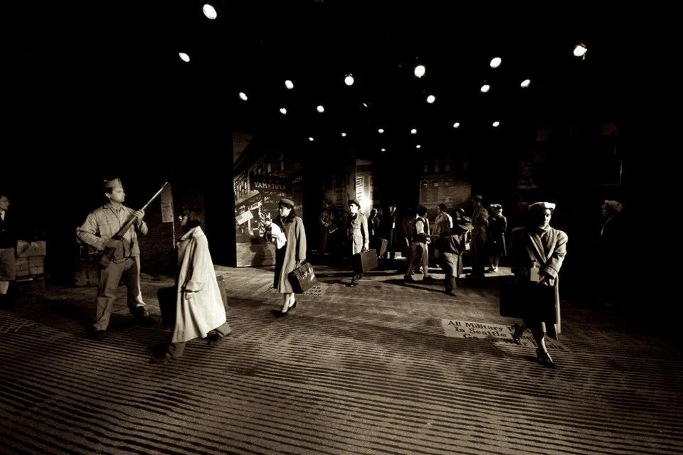 Still from the play Hotel on the Corner of Bitter and Sweet. Far right: Melissa Slaughter. PC: Alan Alabastro