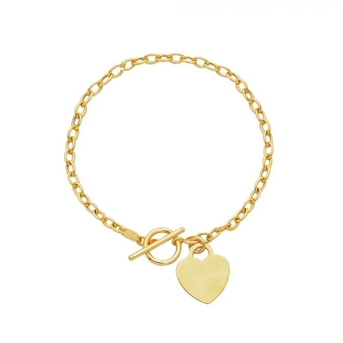 Heart Charm Oval Link Bracelet