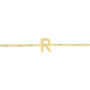 Letter R Bracelet in 14k Gold