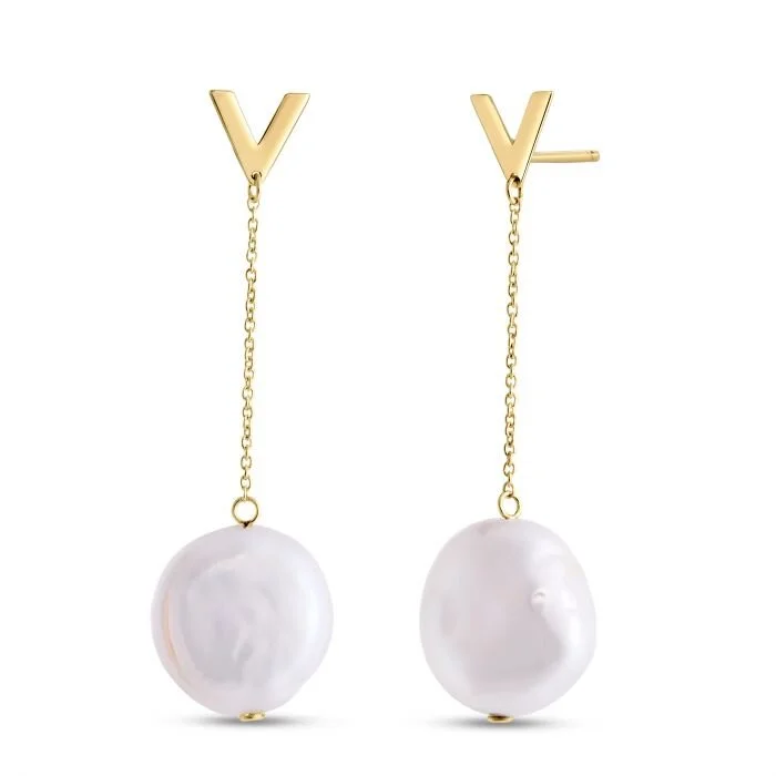 V Pearl Drop Earrings