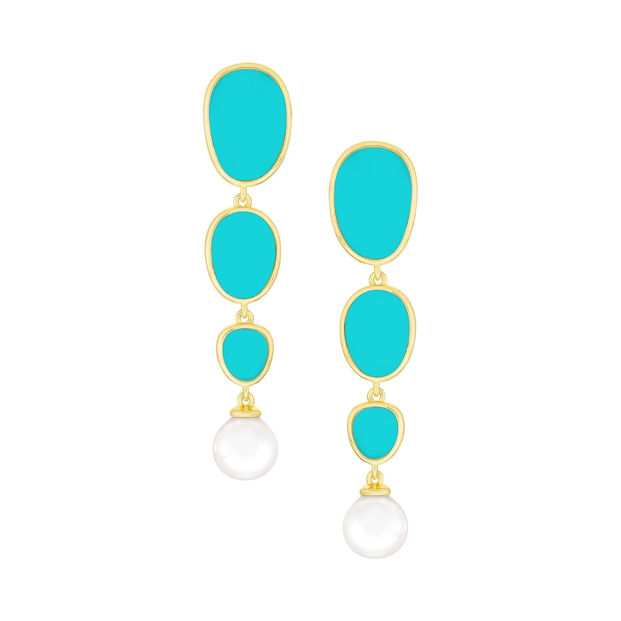 Contour Enamel Pearl Drop Earrings
