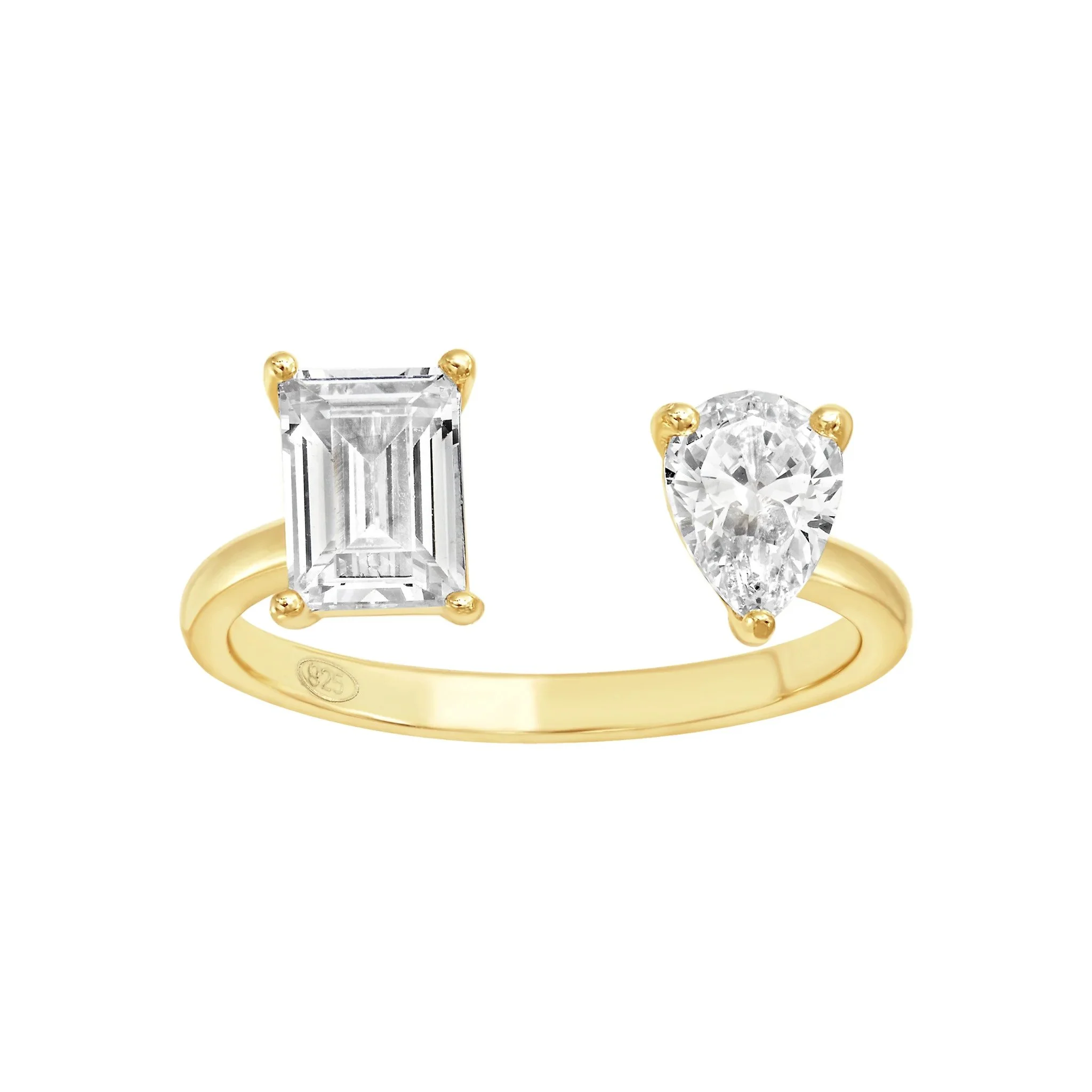 Pear and Emerald Toi et Moi Ring