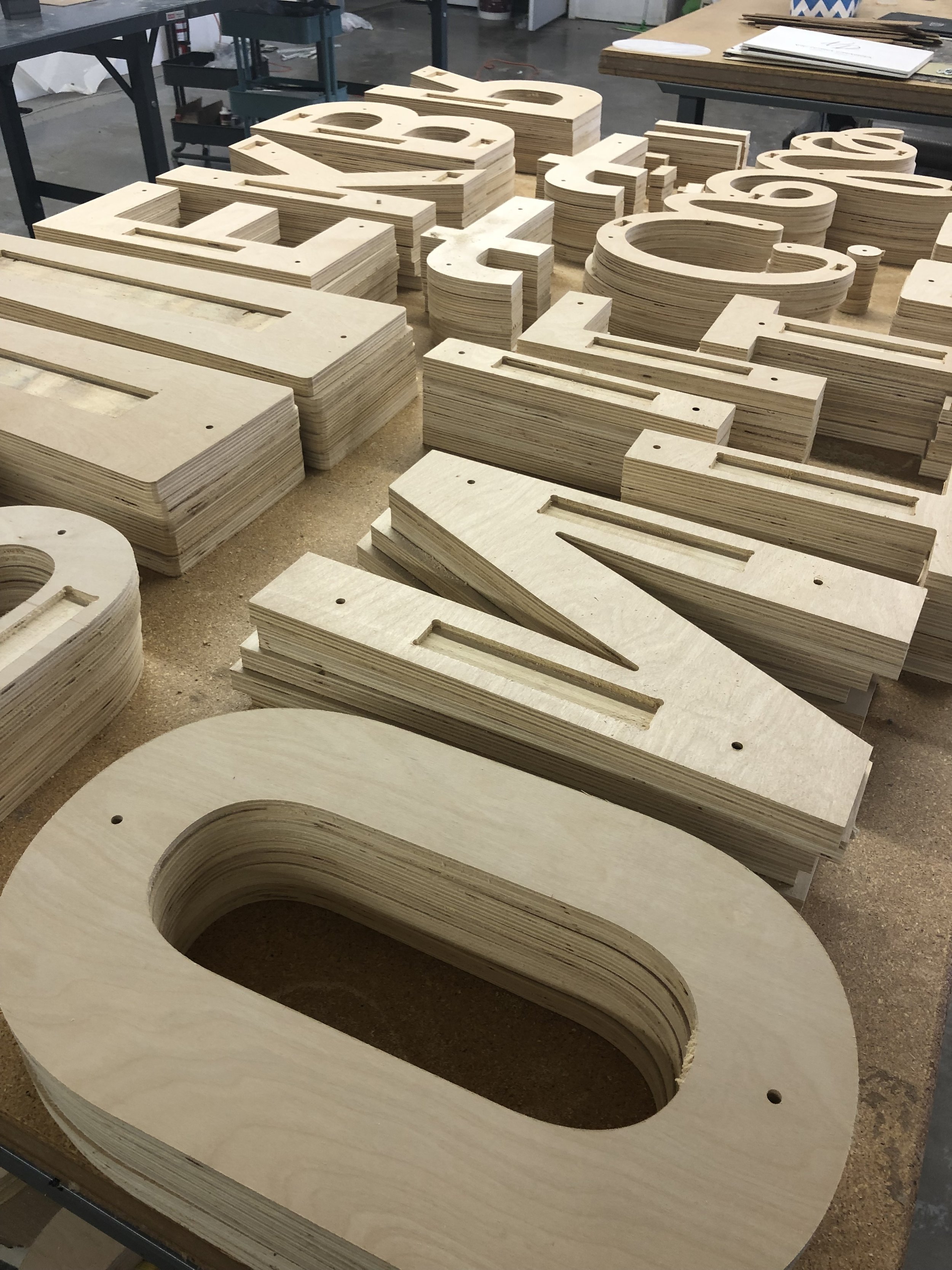 CNC plywood letters in Vancouver