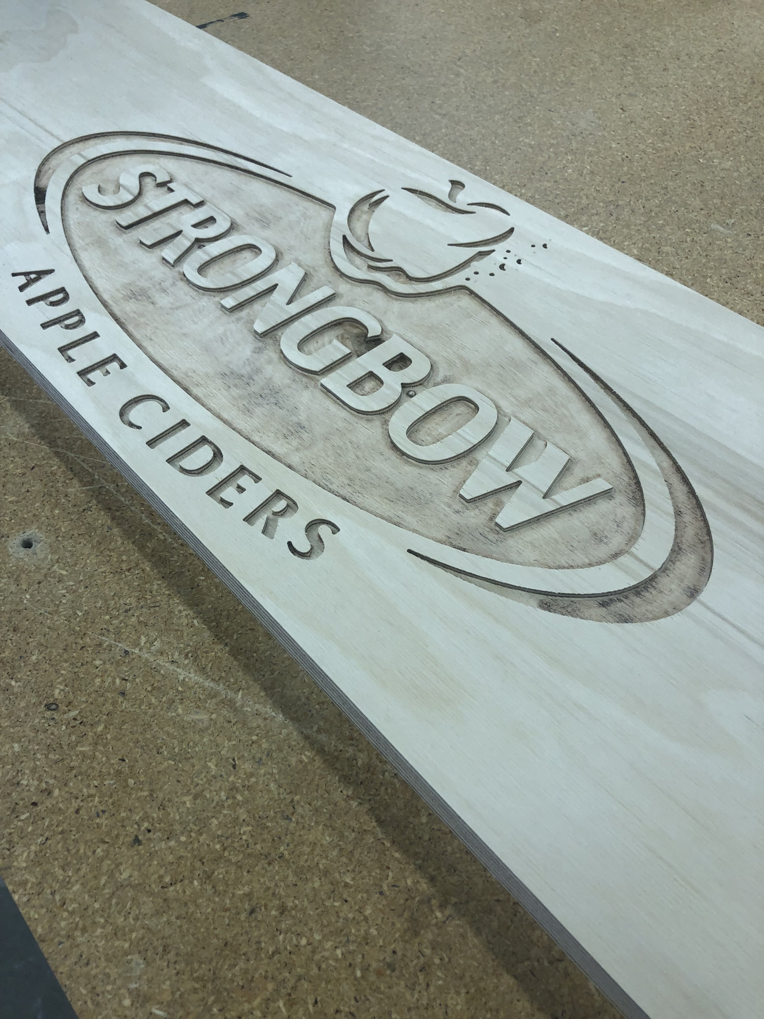 Strongbow Cider Engraved Plywood Sign by Klo Lab.JPG