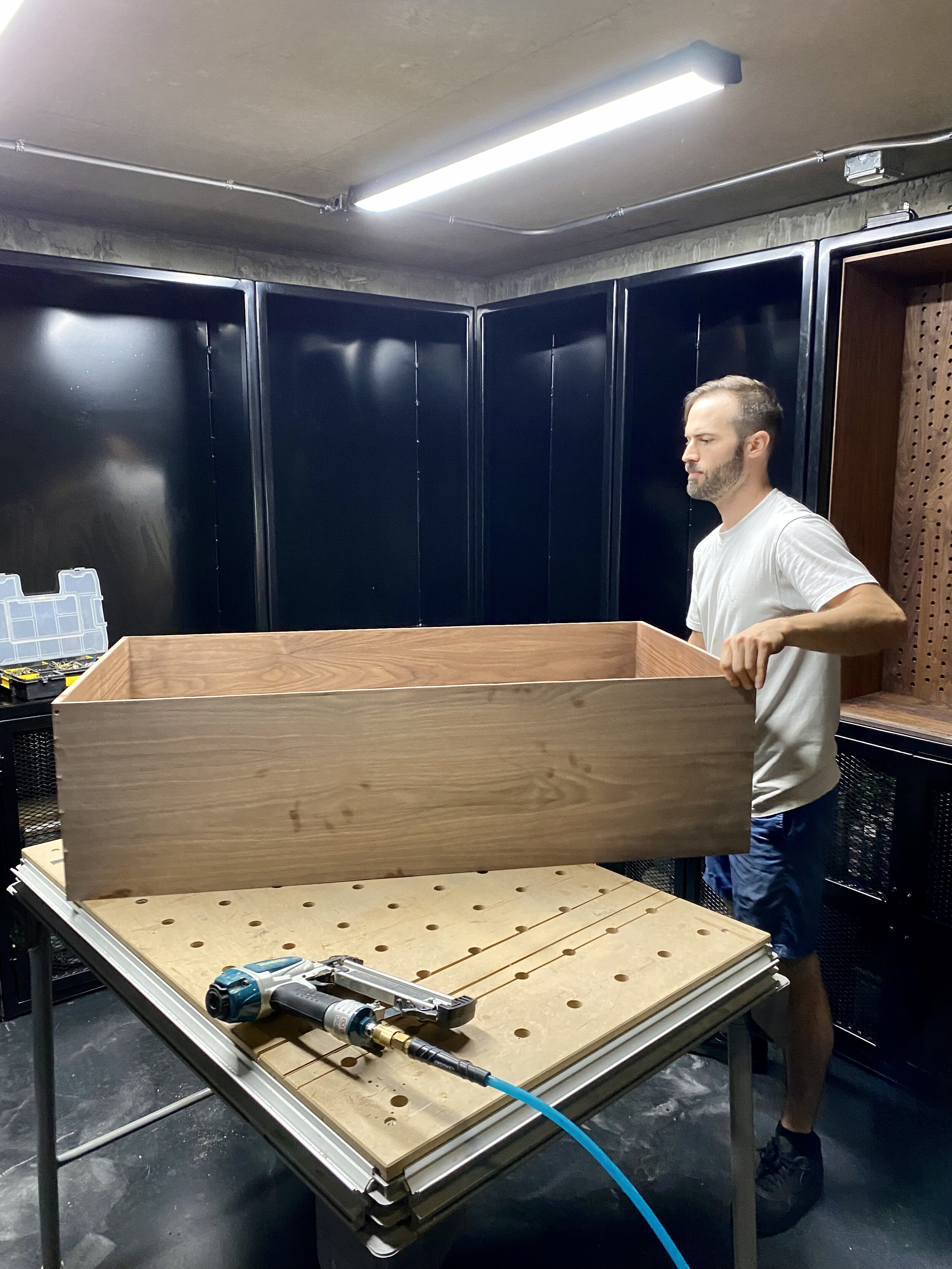  Assembly of the solid walnut panels 