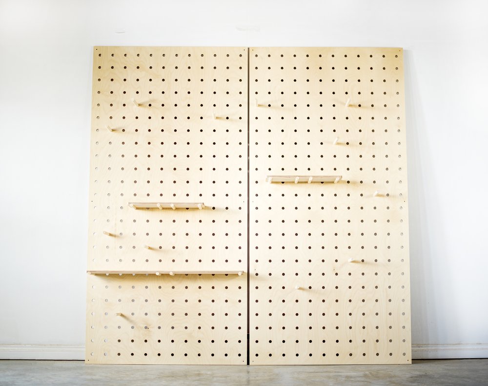 Pegboard in birch plywood black -comes with shelves and pegs