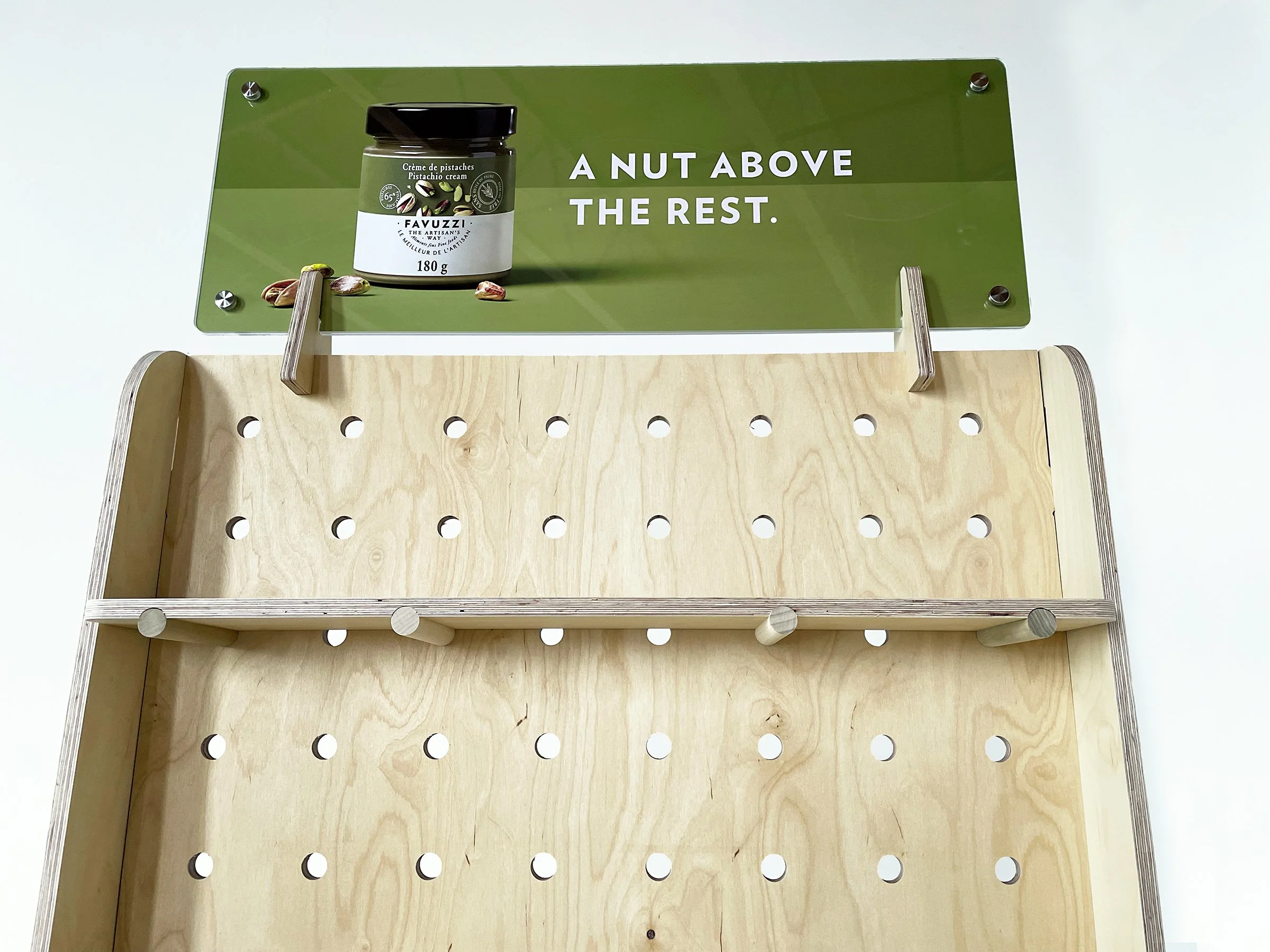 custom branded Pegboard point-of-sale stand vancouver