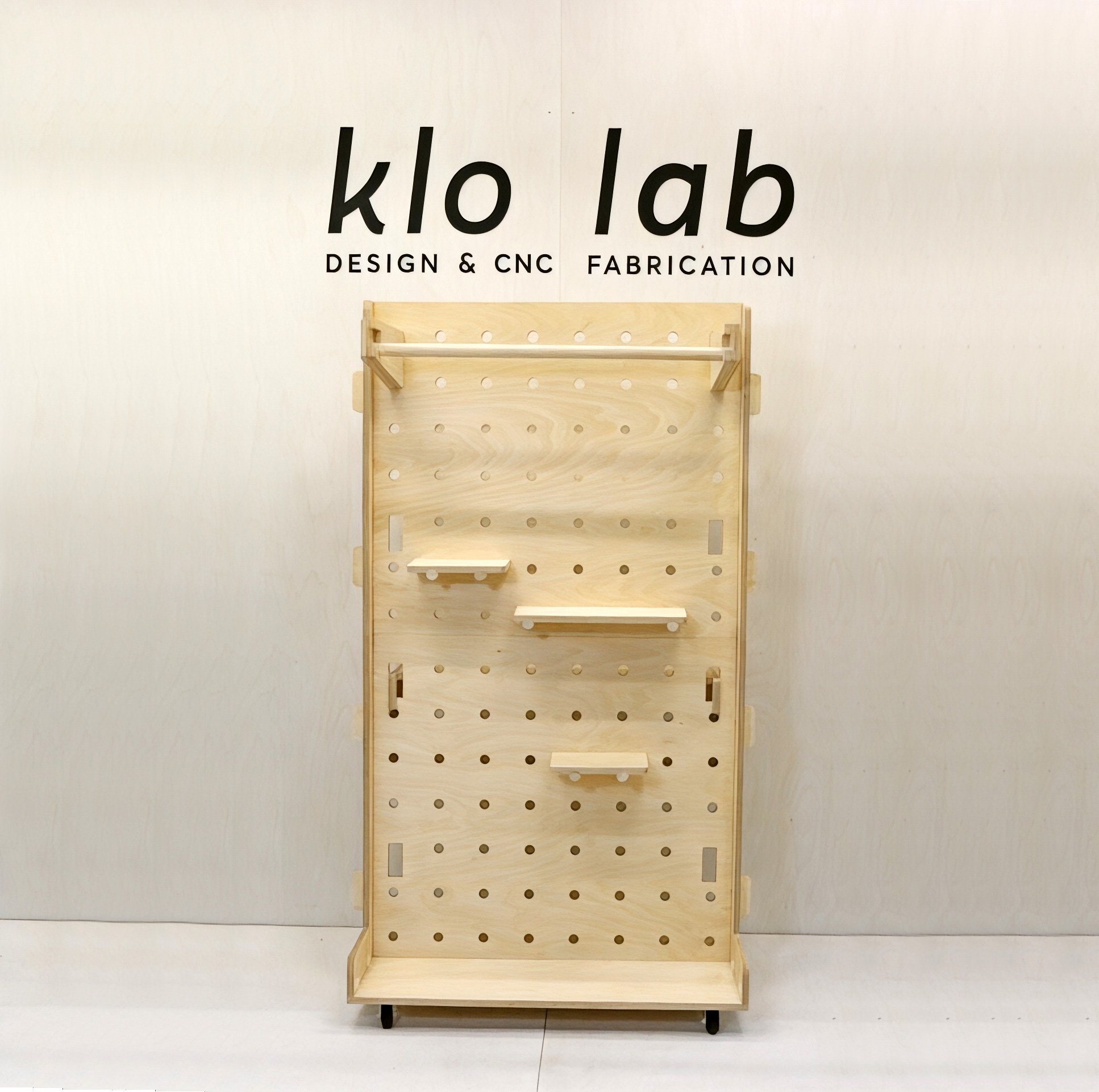 Mobile pegboard retail display with foldable legs and modular accessories (Copy)