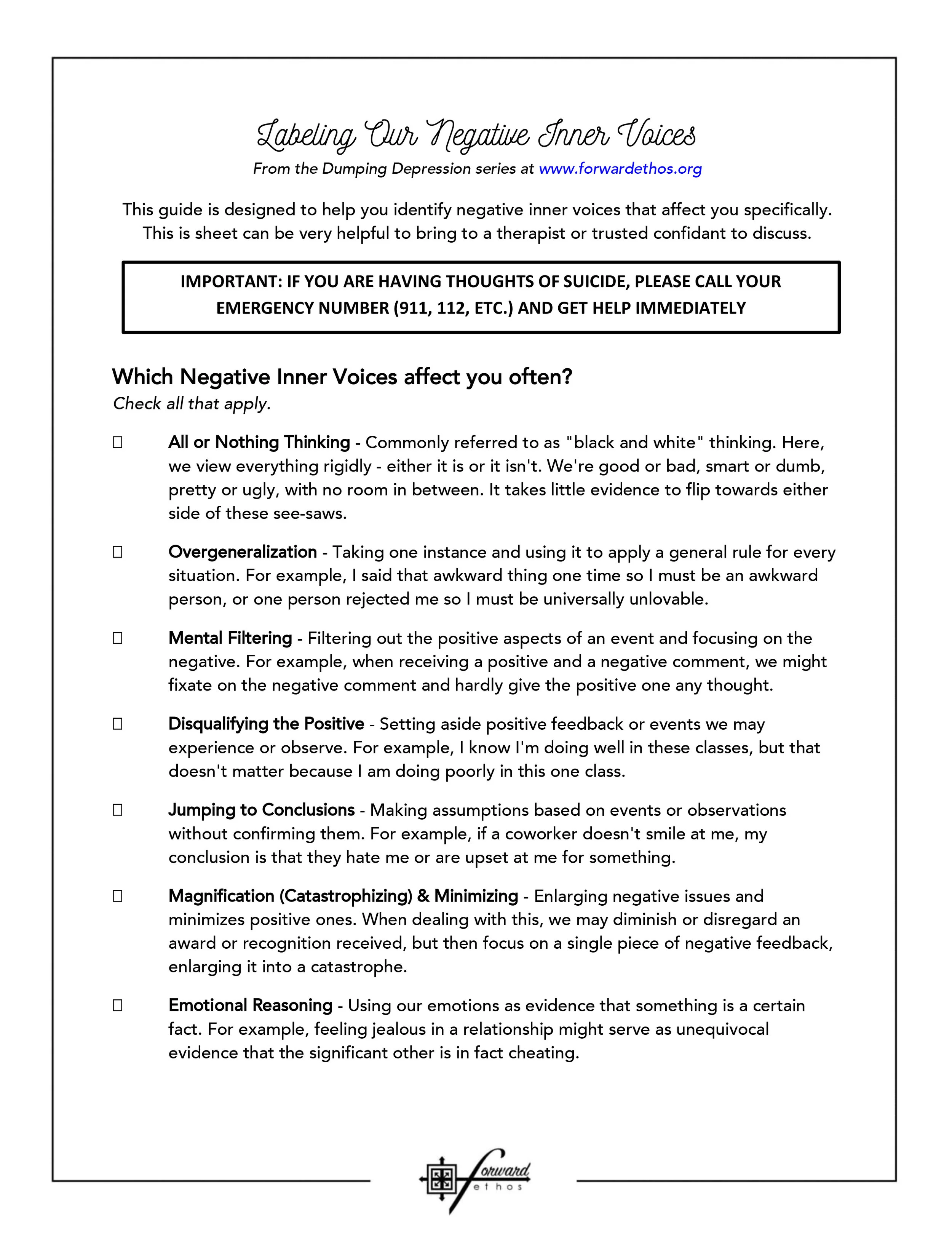 Cognitive Behavioral Therapy Exercises