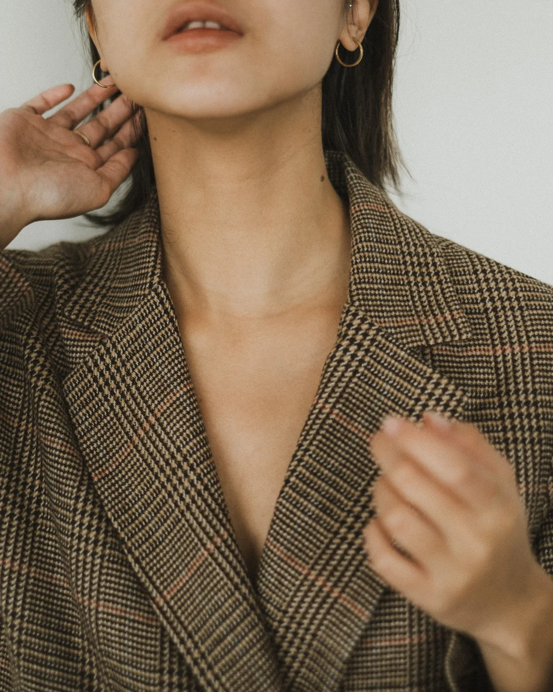 Wearing | Oak and Fort Blazer , Mejuri Open Diamond Ring , Beaded Ring , Diamond Solo Ring , & Midi Hoops