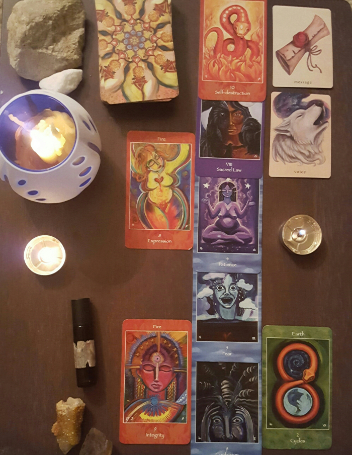 New Moon in Cancer reading; the Hanged Man Spread with the Mythical Goddess Tarot
