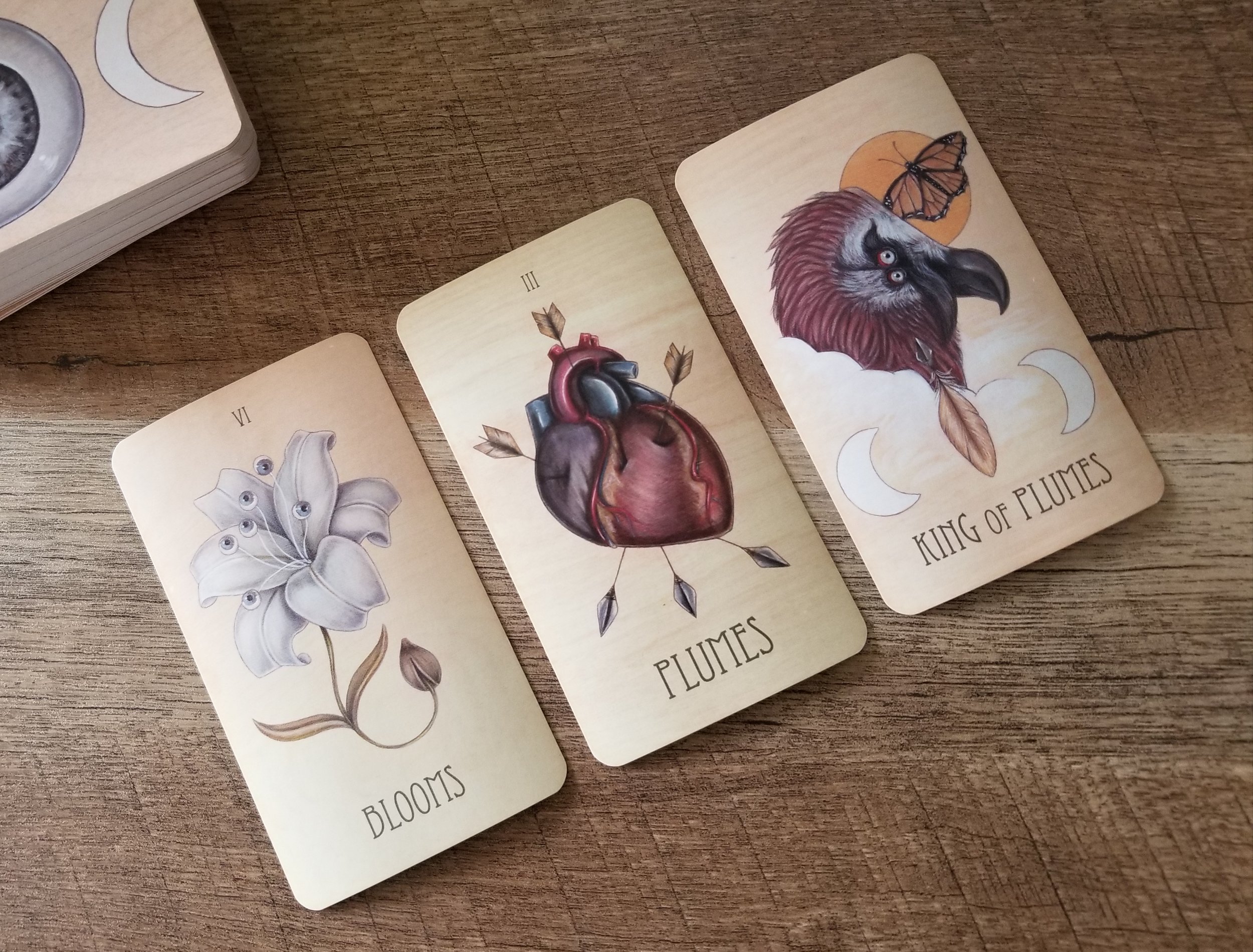 New Moon reading from the Wooden Tarot