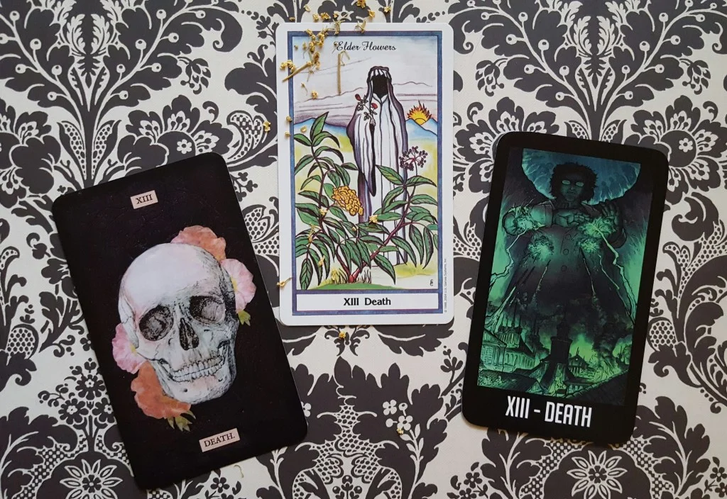 Death from the Stretch Tarot, Herbal Tarot, and Night Vale Tarot