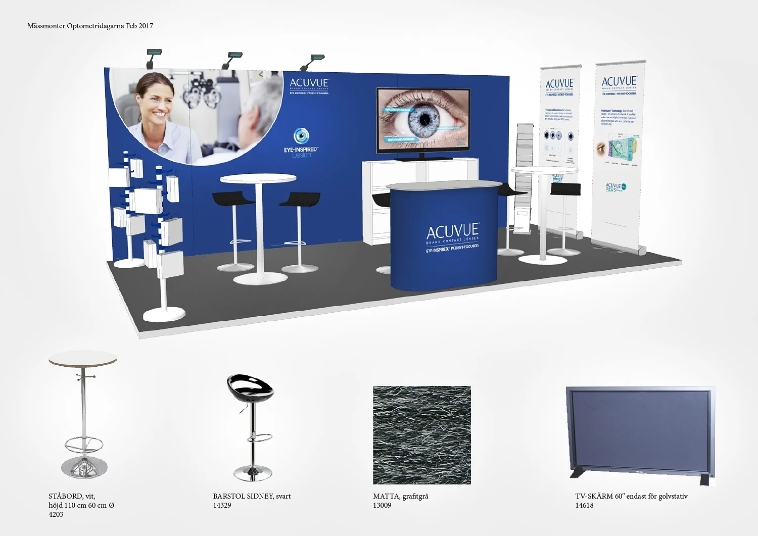  Acuvue mässmonter 3D-skiss framtagen med SketchUp och Photoshop. 