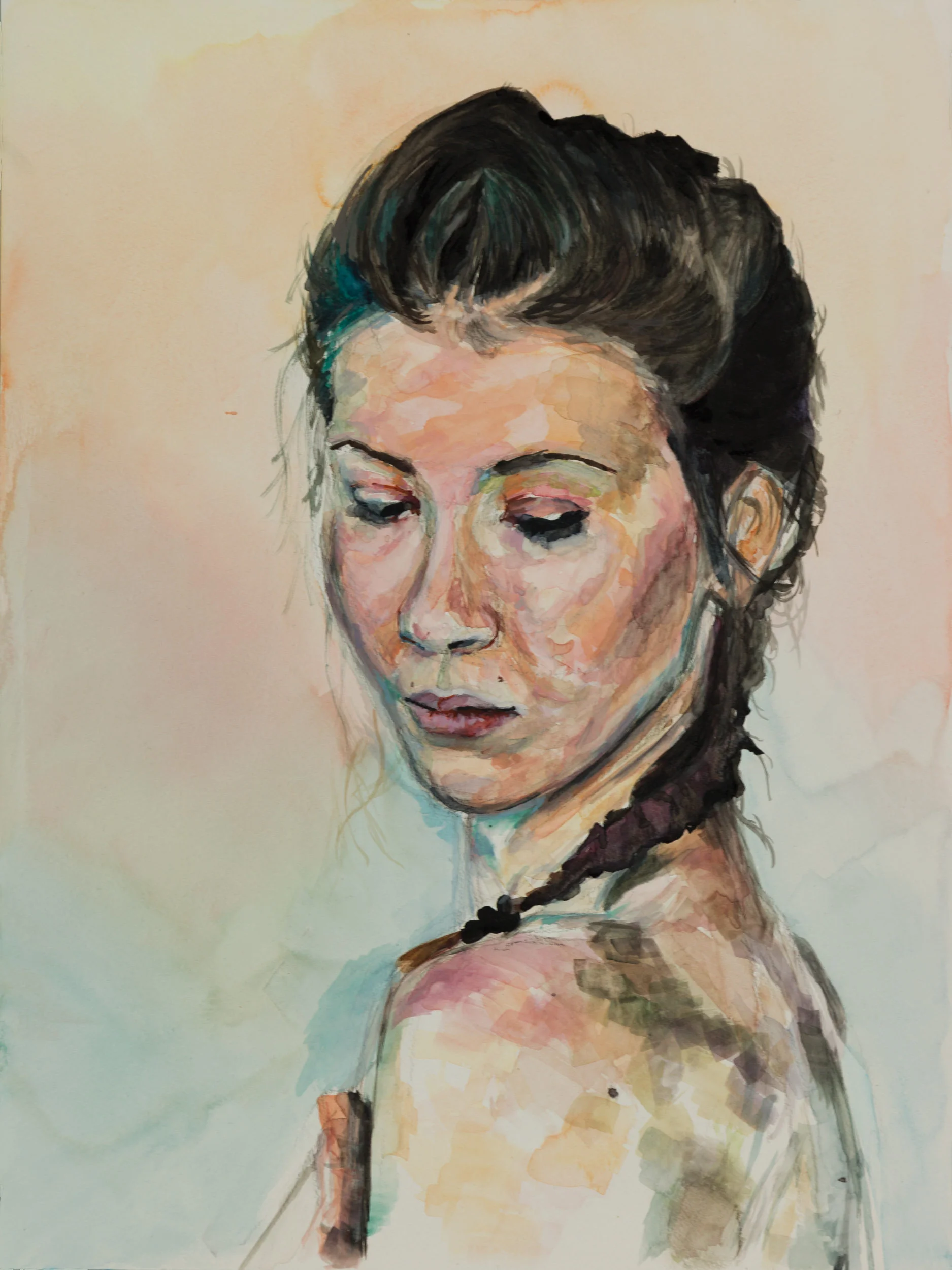 Media : Watercolor on Paper Size : 15" by 20" Date : Jun 2017 PURCHASE PRINT Ref Photographer : Geoffroy Sculfort Ref Model : Fumeikara