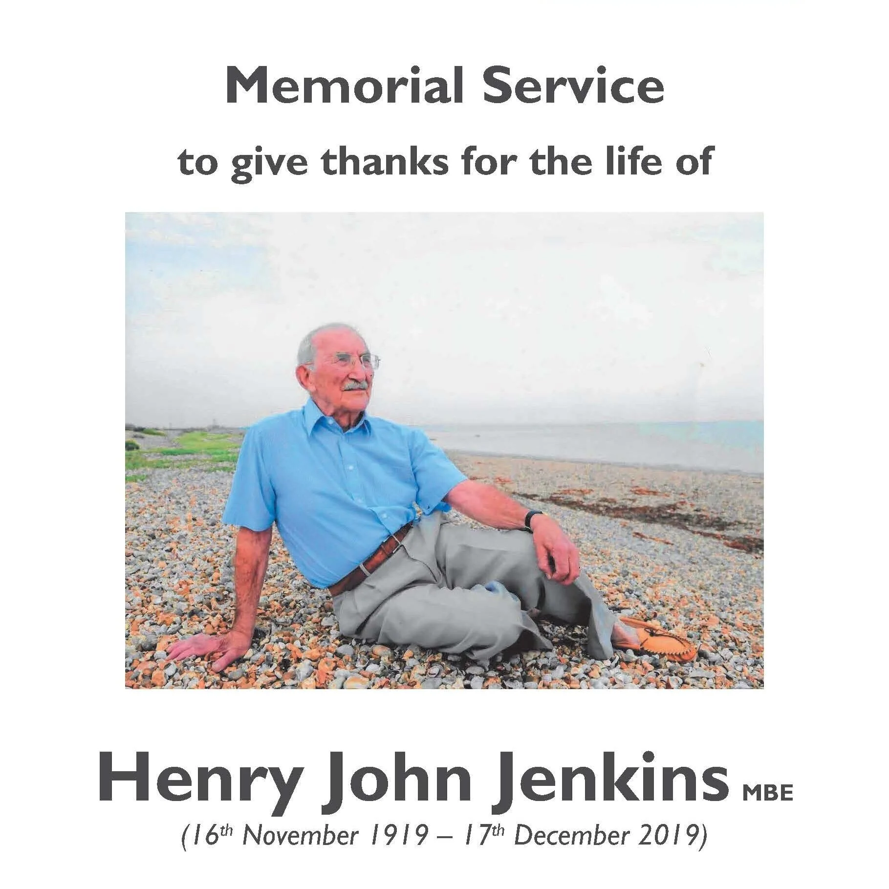 Henry John Jenkins MBE - Memorial Service 