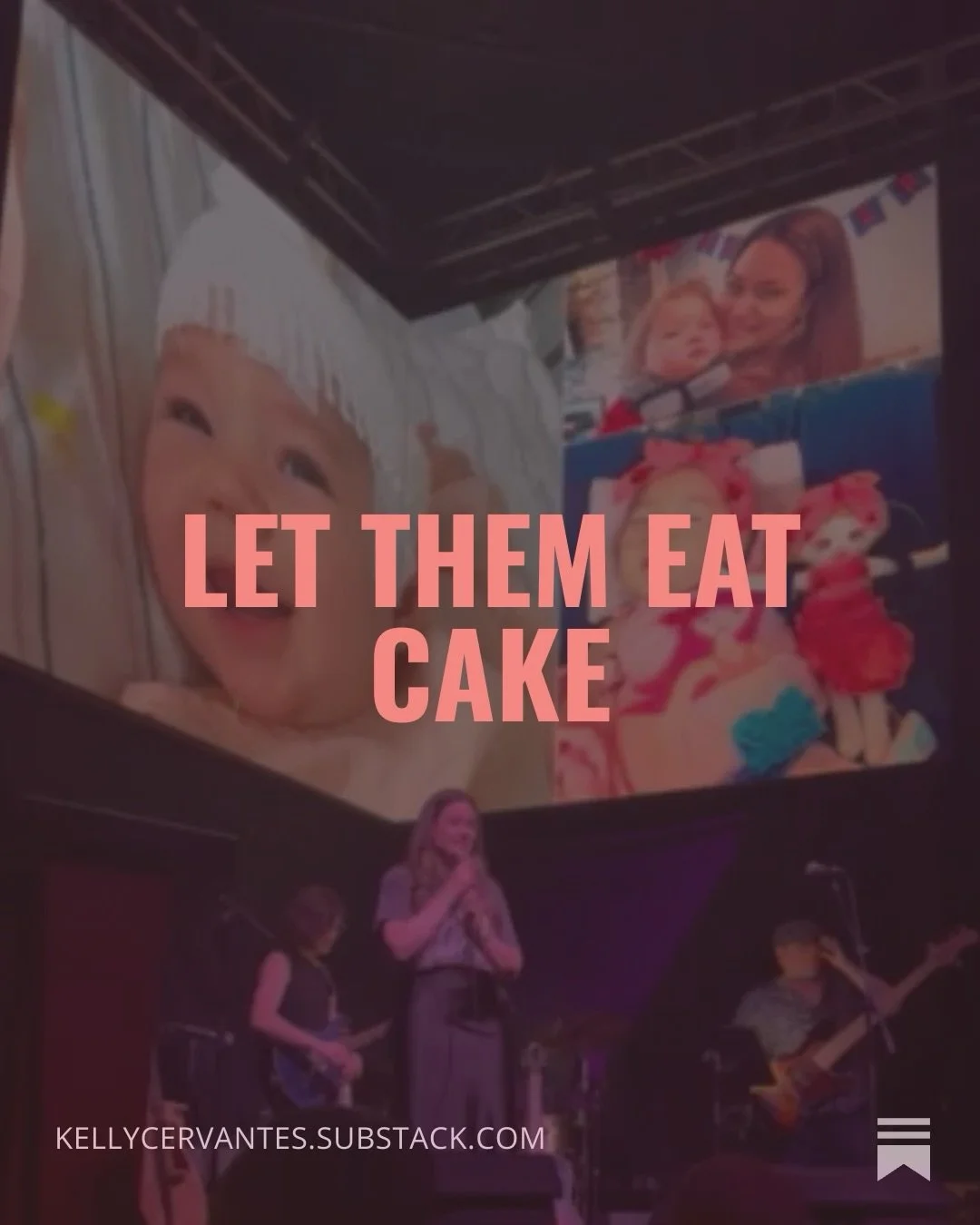 &ldquo;Let them eat cake&rdquo;

Over this rich getting richer, poor getting poorer trend&hellip; what if instead of funding ballrooms and fancy parties we, I don&rsquo;t know, took care of people? 

ID: Kelly standing on a black stage and holding a 