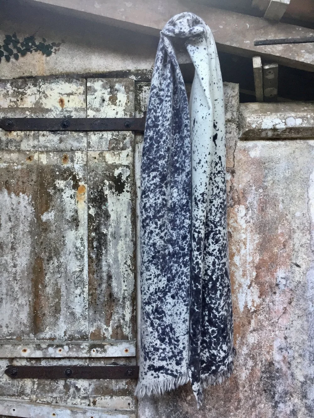 painted cashmere shawl photographed in Geoffrey Bawas' Lunuganga, Sri Lanka. 2017