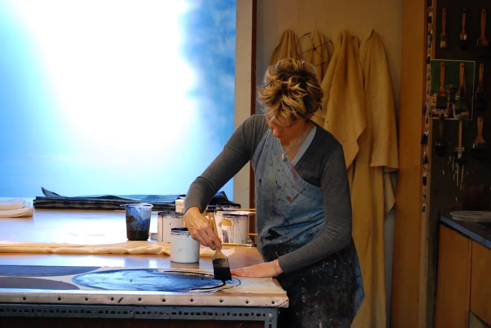 painting in the studio