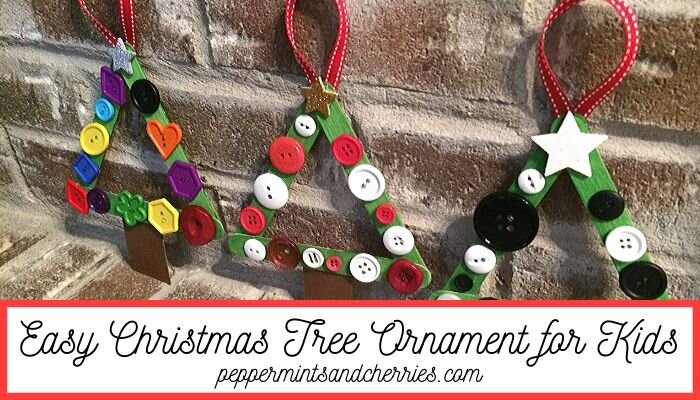DIY Easy Christmas Tree Ornament Craft for Kids  Crafting with Buttons and  Craft Sticks — Kristin's Peppermints and Cherries
