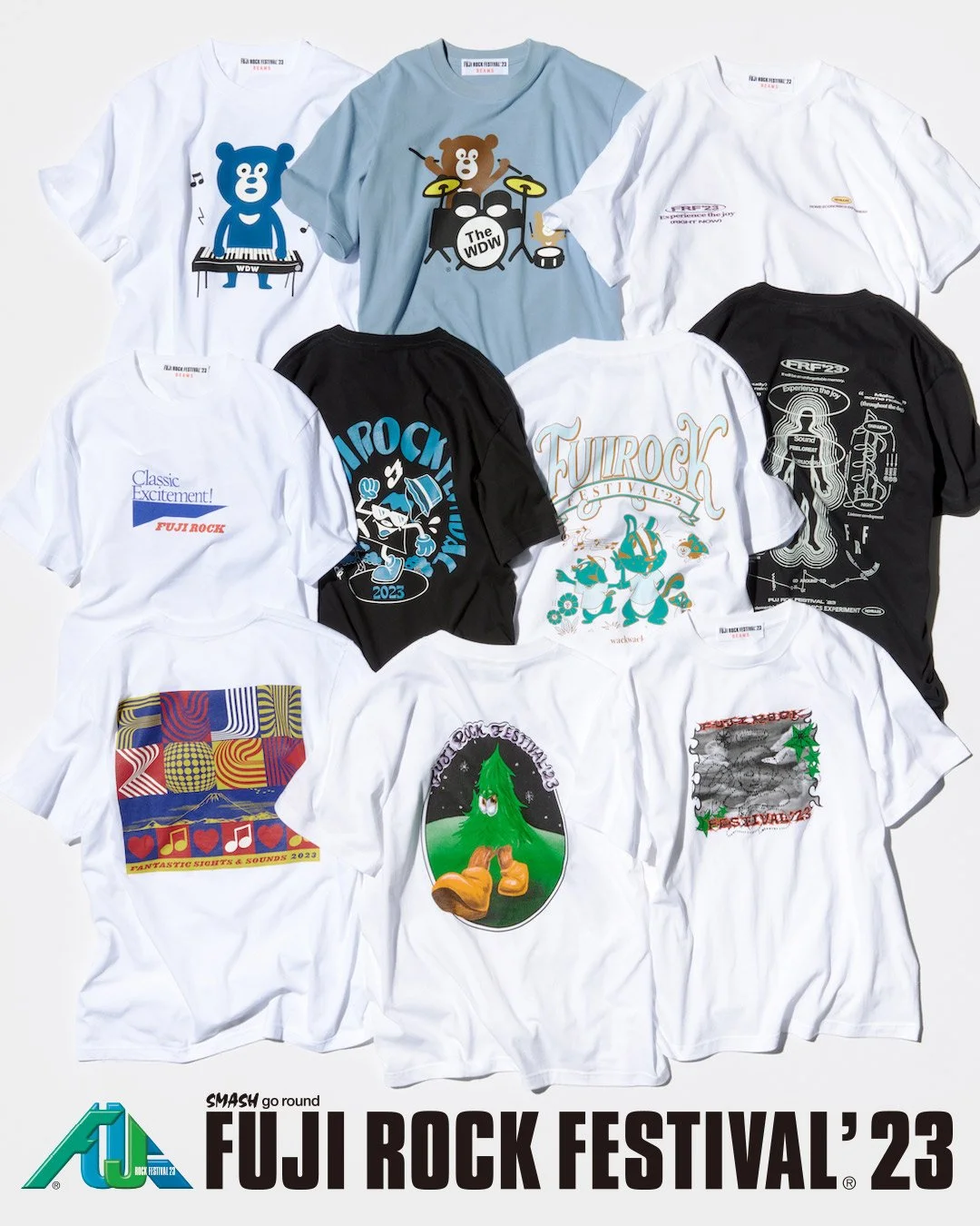 『FUJI ROCK FESTIVAL'23』のオフィシャルTシャツを、計5組のアーティストと〈BEAMS〉がタッグを組み制作！その中のEric ElmsのTシャツの絵柄を弊社の方でお手伝いさせていただきました。個性豊かな計10型のTシャツを展開。イベントのさらなる盛り上げと、会場に華を添えること間違いなし。ぜひオフィシャルTシャツと共にお楽しみください！