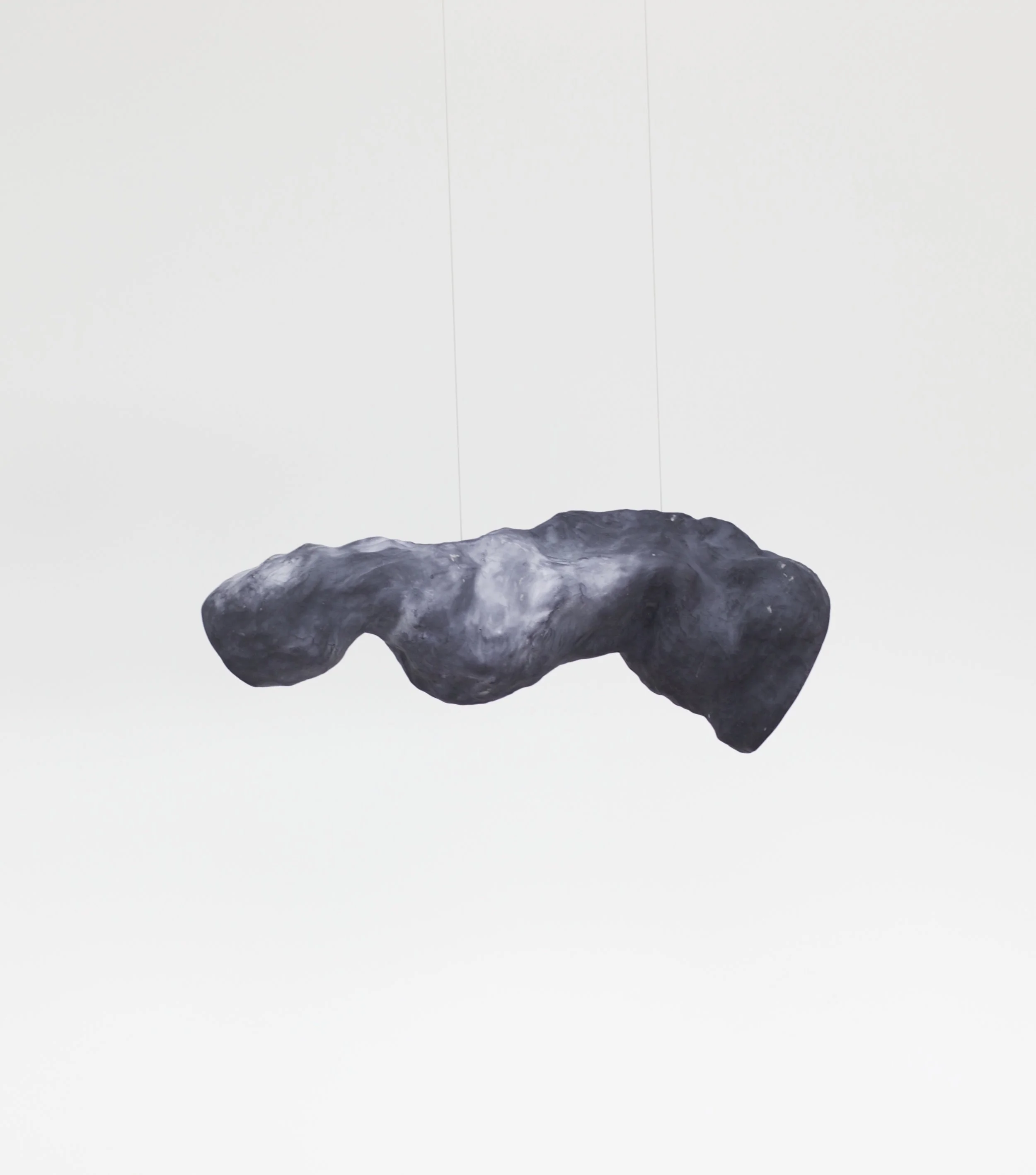Within, Without, 2017 Clay, Slip, Indian Ink, Steel Cable 45 x 100 x 28 cm