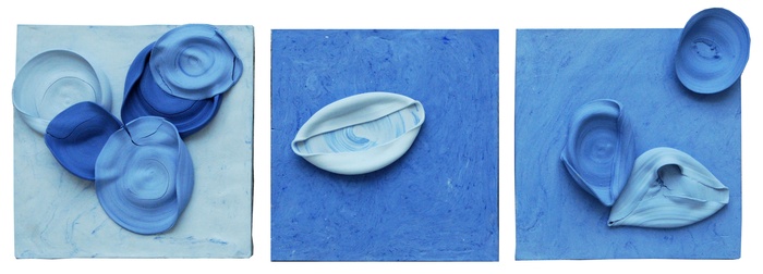 Blue Color Studies, Relief Tiles (3 Works), Jenny Blumenfield, 2017