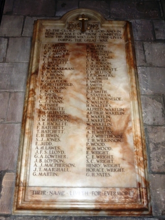 Lichfield St Michael S Church War Memorials Burntwood Family History Group