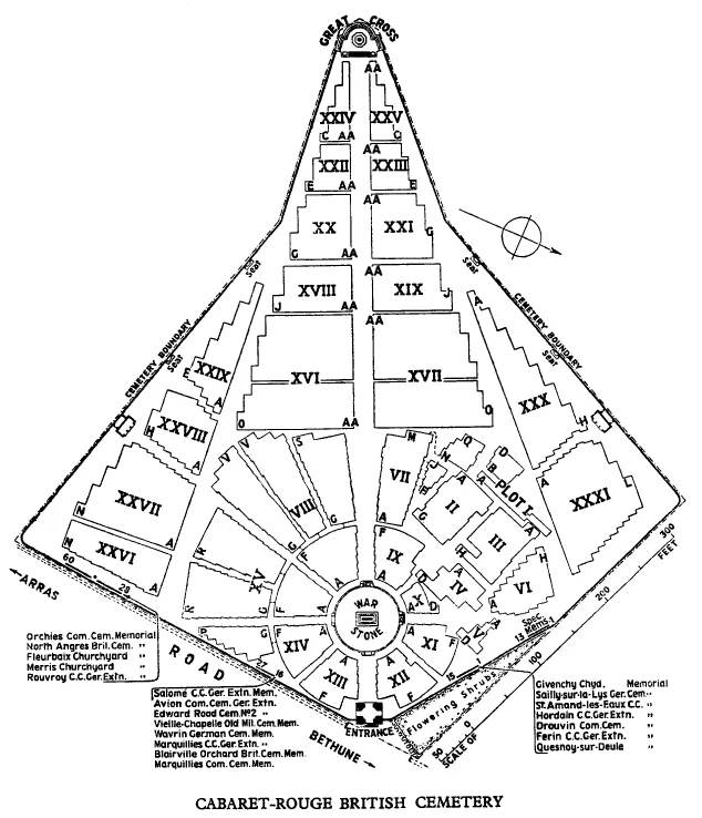 Plan of Cabaret-Rouge British Cemetery, Souchez