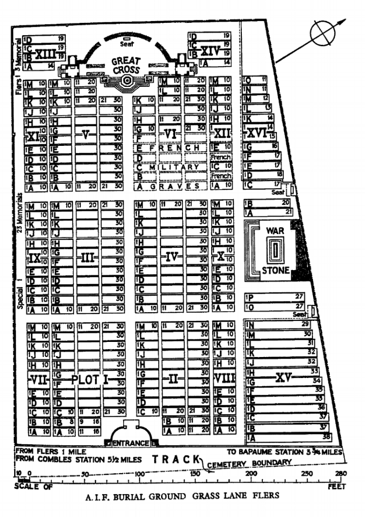 Cemetery Plan for A.I.F Burial Ground, Flers