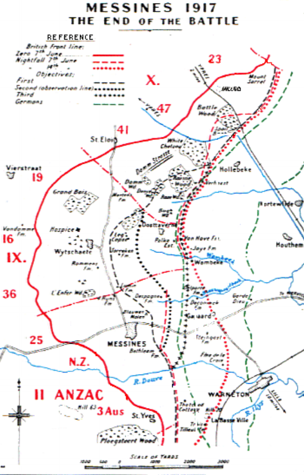 Map of the Battle of Messines 1917