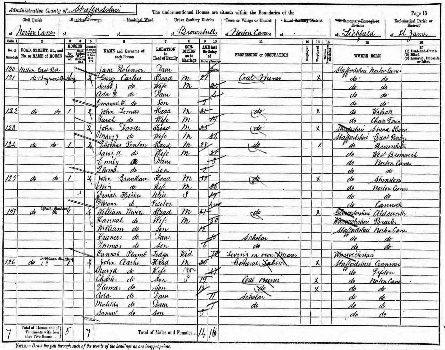 Extract from the 1891 census
