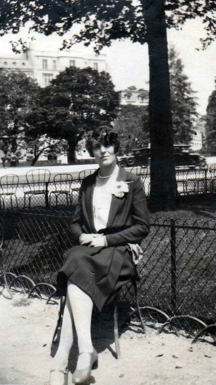 Frances 'Fanny' Penton taken about 1926 on the Avenue de Bois in Paris
