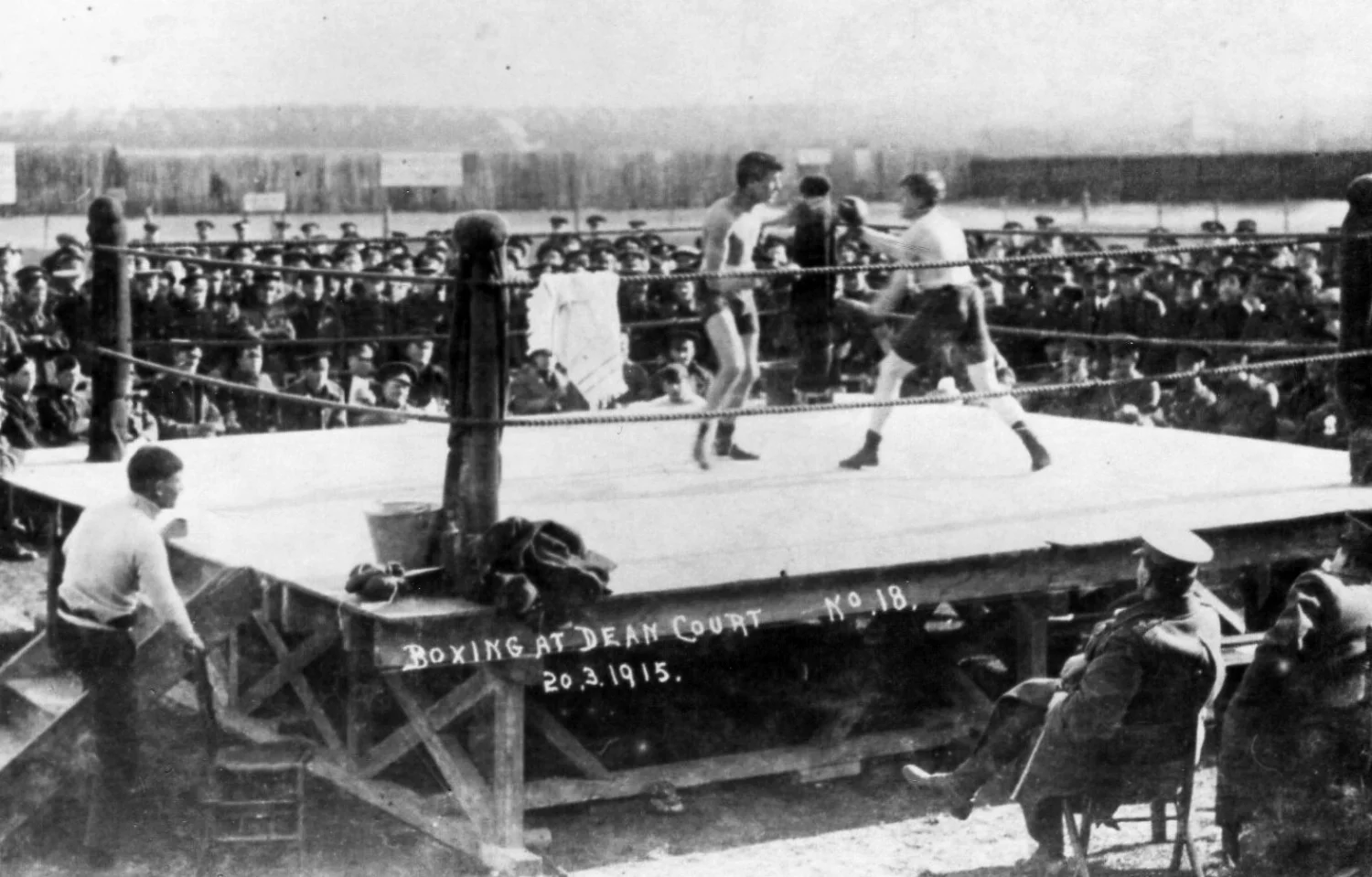 Jim Penton boxing ar Dean Court 20 March 1915