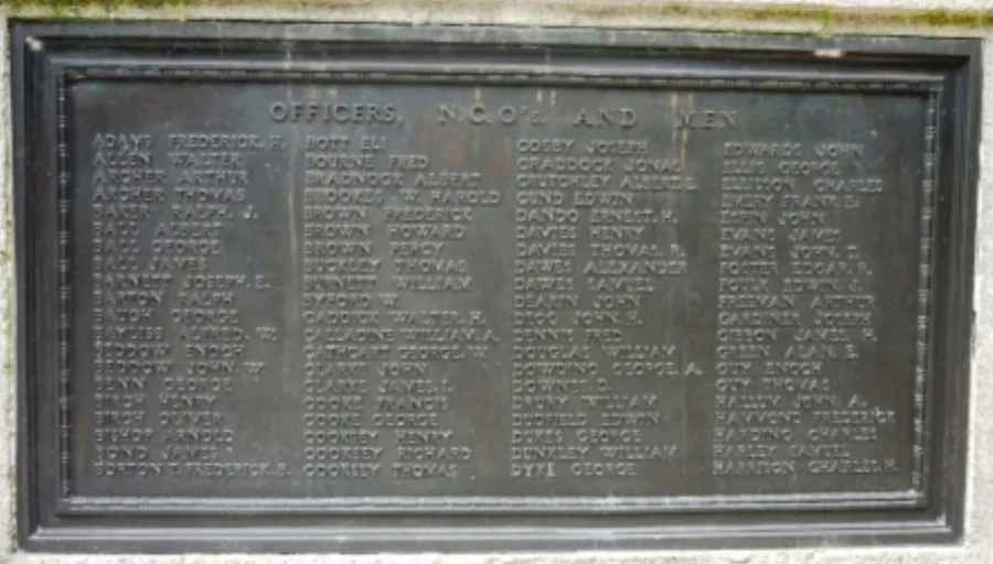 Panel on Hednesford War Memorial