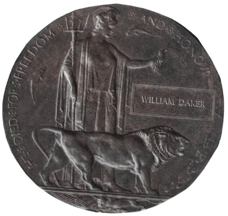 Private William Daker's memorial plaque