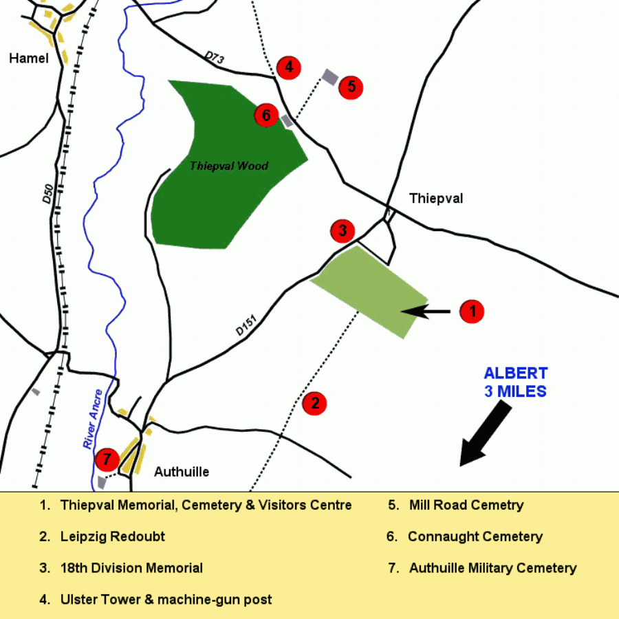 Map of the Thiepval memorial