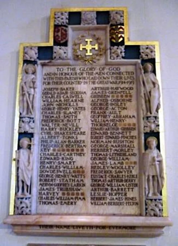Memorial plaque in Christ Church, Lichfield