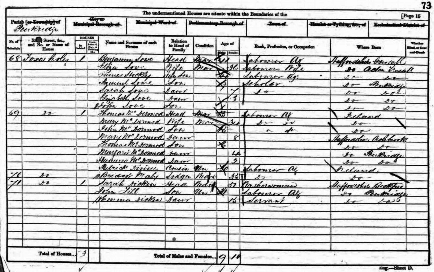 Extract from the 1861 census
