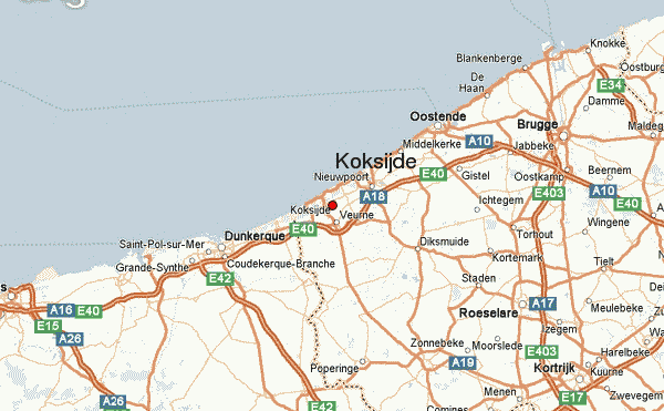Map of the Belgian coast